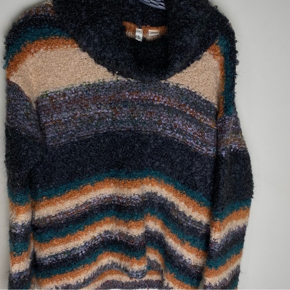 SALE Anthropologie Moth Multicolor Stripe Cowl Neck Sweater Women's M Soft Italy - Picture 1 of 16